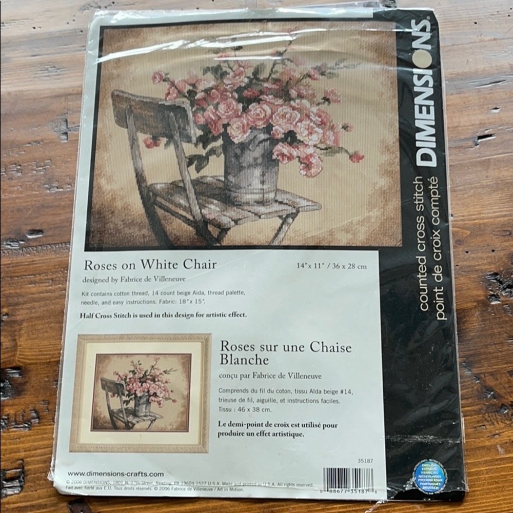 Dimensions Roses On White Chair Cross Stitch Kit